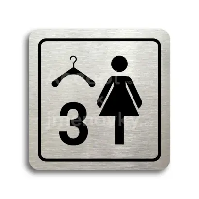 Piktogram "šatna ženy 3 - stříbrná tabulka - černý tisk