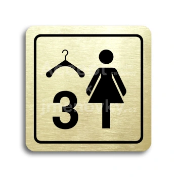Piktogram "šatna ženy 3" - zlatá tabulka - černý tisk