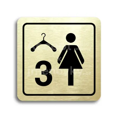 Piktogram "šatna ženy 3" - zlatá tabulka - černý tisk