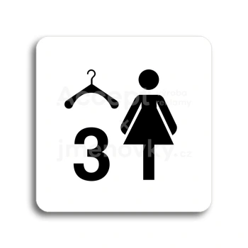 Piktogram "šatna ženy 3" - bílá tabulka - černý tisk bez rámečku