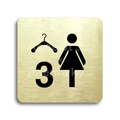 Piktogram "šatna ženy 3" - zlatá tabulka - černý tisk bez rámečku