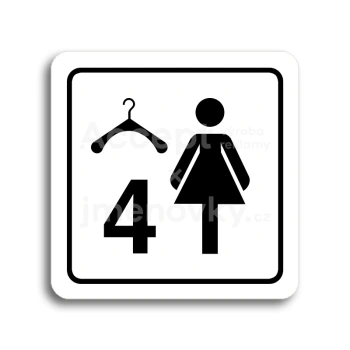 Piktogram "šatna ženy 4" - bílá tabulka - černý tisk