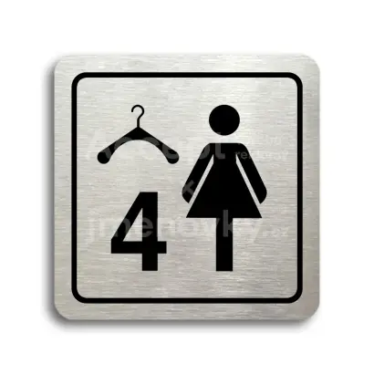 Piktogram "šatna ženy 4 - stříbrná tabulka - černý tisk