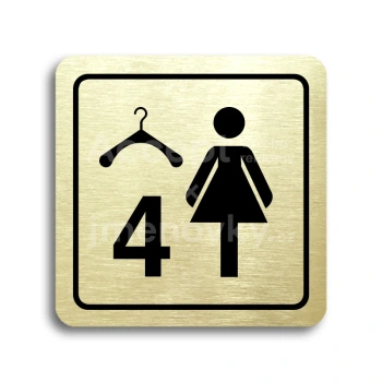 Piktogram "šatna ženy 4" - zlatá tabulka - černý tisk