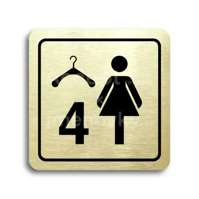 Piktogram "šatna ženy 4" - zlatá tabulka - černý tisk