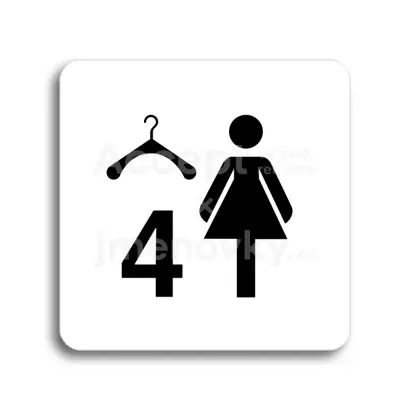 Piktogram "šatna ženy 4" - bílá tabulka - černý tisk bez rámečku