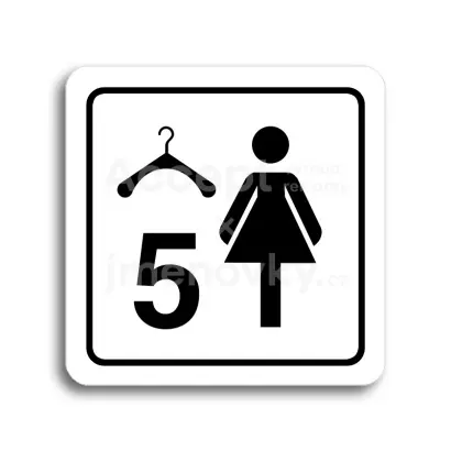 Piktogram "šatna ženy 5" - bílá tabulka - černý tisk