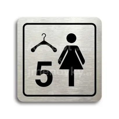 Piktogram "šatna ženy 5 - stříbrná tabulka - černý tisk