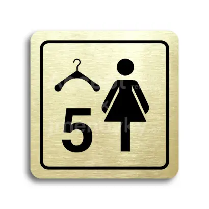 Piktogram "šatna ženy 5" - zlatá tabulka - černý tisk