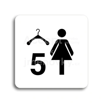 Piktogram "šatna ženy 5" - bílá tabulka - černý tisk bez rámečku