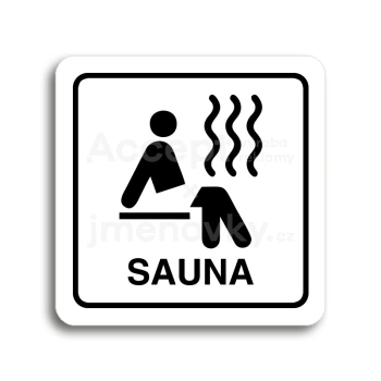 Piktogram "sauna III" - bílá tabulka - černý tisk