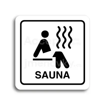 Piktogram "sauna III" - bílá tabulka - černý tisk