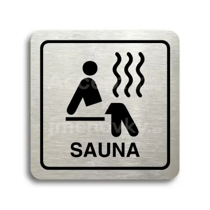 Piktogram "sauna III" - stříbrná tabulka - černý tisk