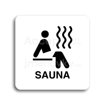 Piktogram "sauna III" - bílá tabulka - černý tisk bez rámečku