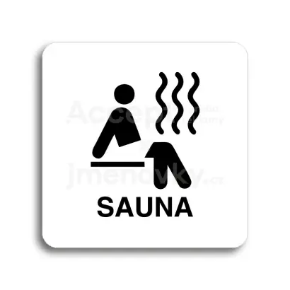 Piktogram "sauna III" - bílá tabulka - černý tisk bez rámečku