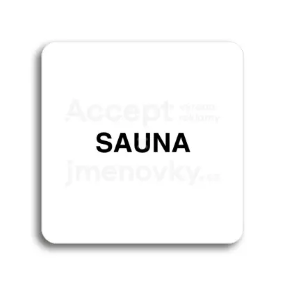 Piktogram "sauna" - bílá tabulka - černý tisk bez rámečku