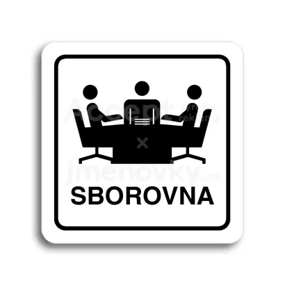Piktogram "sborovna" - bílá tabulka - černý tisk