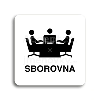 Piktogram "sborovna" - bílá tabulka - černý tisk bez rámečku