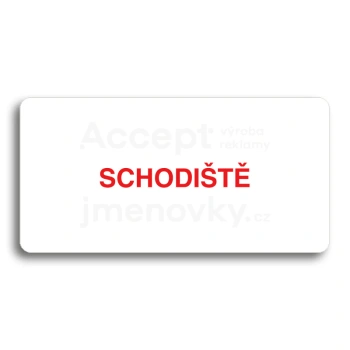 Piktogram "SCHODIŠTĚ" - bílá tabulka - barevný tisk bez rámečku