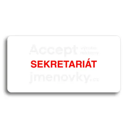 Piktogram "SEKRETARIÁT" - bílá tabulka - barevný tisk bez rámečku