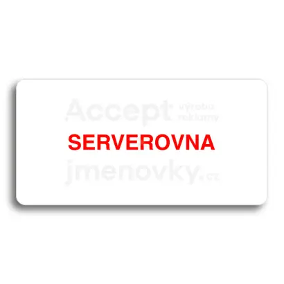 Piktogram "SERVEROVNA" - bílá tabulka - barevný tisk bez rámečku