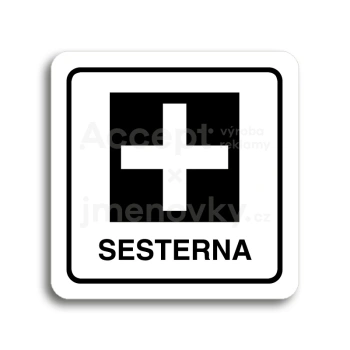 Piktogram "sesterna" - bílá tabulka - černý tisk