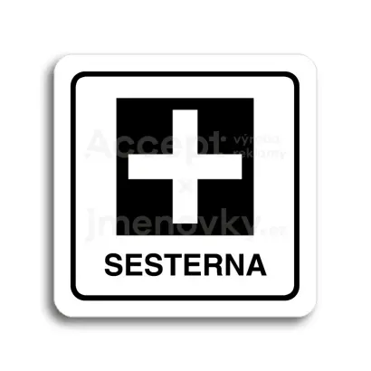 Piktogram "sesterna" - bílá tabulka - černý tisk