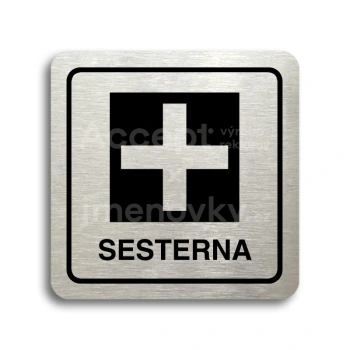 Piktogram "sesterna" - stříbrná tabulka - černý tisk