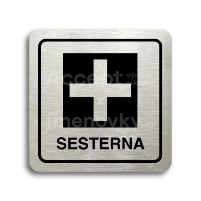 Piktogram "sesterna" - stříbrná tabulka - černý tisk