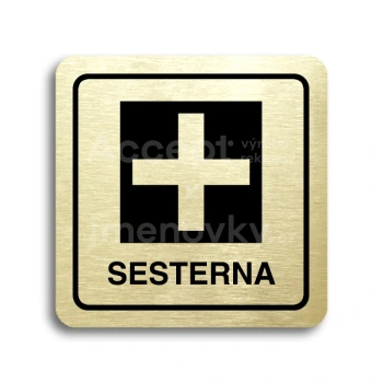 Piktogram "sesterna" - zlatá tabulka - černý tisk
