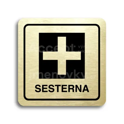 Piktogram "sesterna" - zlatá tabulka - černý tisk