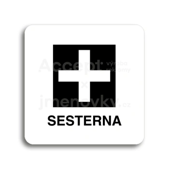Piktogram "sesterna" - bílá tabulka - černý tisk bez rámečku