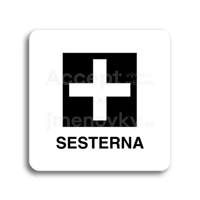Piktogram "sesterna" - bílá tabulka - černý tisk bez rámečku