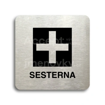 Piktogram "sesterna" - stříbrná tabulka - černý tisk bez rámečku