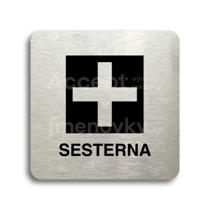 Piktogram "sesterna" - stříbrná tabulka - černý tisk bez rámečku