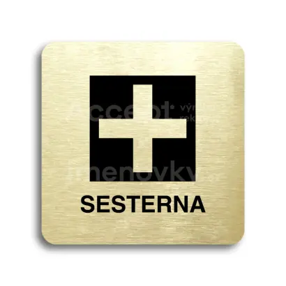 Piktogram "sesterna" - zlatá tabulka - černý tisk bez rámečku