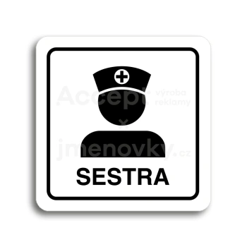 Piktogram "sestra" - bílá tabulka - černý tisk