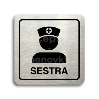 Piktogram "sestra" - stříbrná tabulka - černý tisk