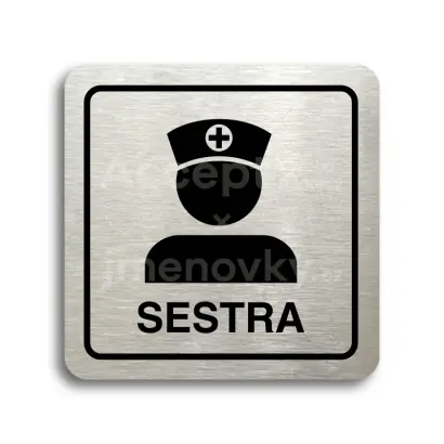 Piktogram "sestra" - stříbrná tabulka - černý tisk