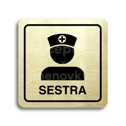Piktogram "sestra" - zlatá tabulka - černý tisk