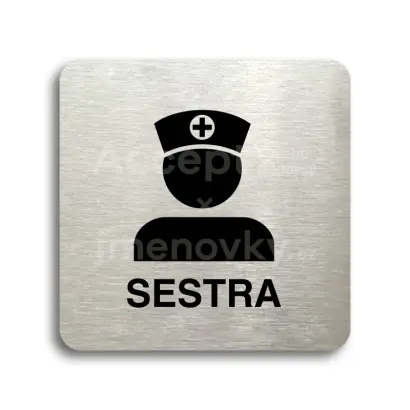 Piktogram "sestra" - stříbrná tabulka - černý tisk bez rámečku