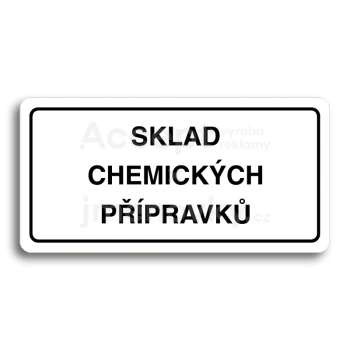 Piktogram "SKLAD CHEMICKÝCH PŘÍPRAVKŮ" - bílá tabulka - černý tisk