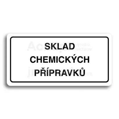 Piktogram "SKLAD CHEMICKÝCH PŘÍPRAVKŮ" - bílá tabulka - černý tisk