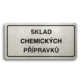 Piktogram "SKLAD CHEMICKÝCH PŘÍPRAVKŮ" - stříbrná tabulka - černý tisk