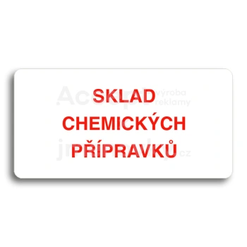 Piktogram "SKLAD CHEMICKÝCH PŘÍPRAVKŮ" - bílá tabulka - barevný tisk bez rámečku