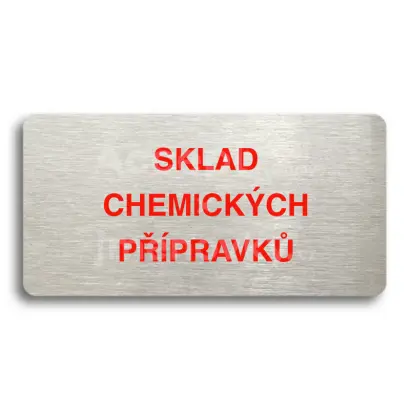 Piktogram "SKLAD CHEMICKÝCH PŘÍPRAVKŮ" - stříbrná tabulka - barevný tisk bez rámečku