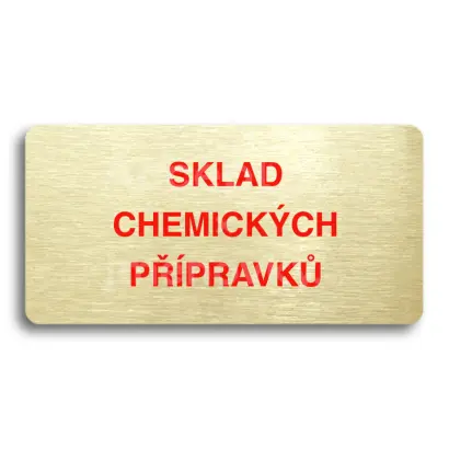 Piktogram "SKLAD CHEMICKÝCH PŘÍPRAVKŮ" - zlatá tabulka - barevný tisk bez rámečku