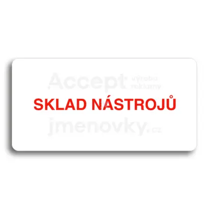 Piktogram "SKLAD NÁSTROJŮ" - bílá tabulka - barevný tisk bez rámečku