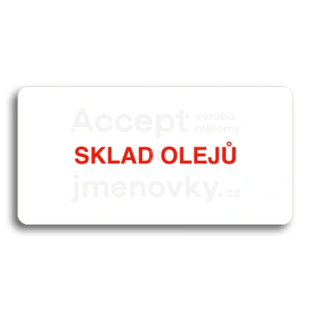 Piktogram "SKLAD OLEJŮ" - bílá tabulka - barevný tisk bez rámečku