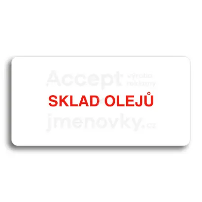 Piktogram "SKLAD OLEJŮ" - bílá tabulka - barevný tisk bez rámečku